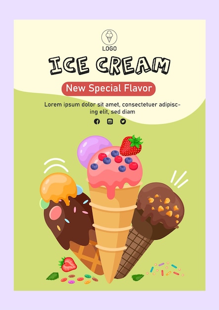 Vector bolas de colores dulces de helado para afiche o pancarta.