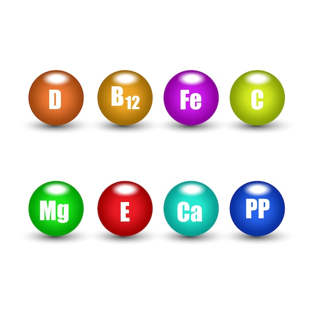 Bolas coloridas de vitaminas Ilustración vectorial EPS 10 imagen de archivo