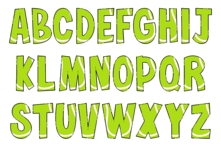 Vector bolas deportivas artesanales letras color arte creativo diseño tipográfico