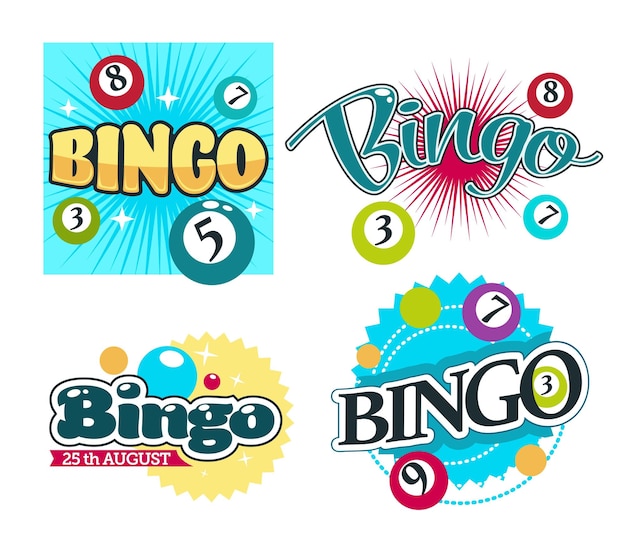 Vector bolas de equipo de juego de juego de bingo con números iconos aislados