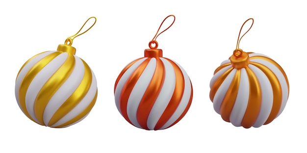 Bolas festivas de Año Nuevo en 3D de diferentes colores y en diferentes posiciones