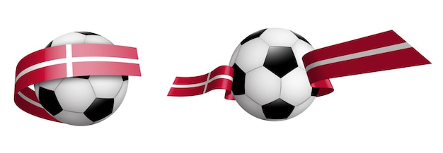 bolas para el fútbol fútbol clásico en cintas con los colores de la bandera de Dinamarca elemento de diseño para el fútbol