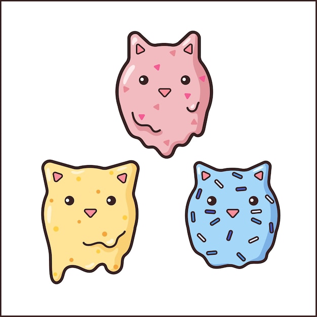Bolas de helado en forma de gato con chispas y trozos de fruta