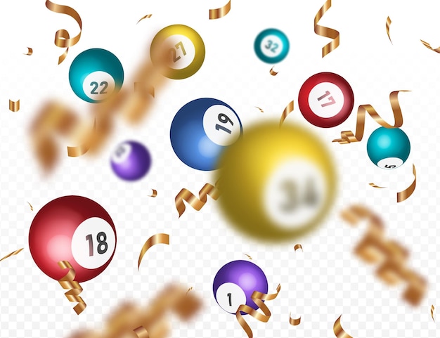 Bolas de lotería d vector bingo lotería o juegos de azar keno con lotería de confeti bolas de juego lotería