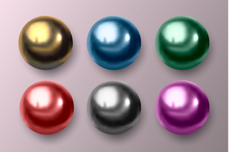 Vector bolas de metal y plástico multicolores.