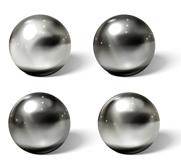 Vector bolas de metal realistas. acero, cromo 3d esferas.