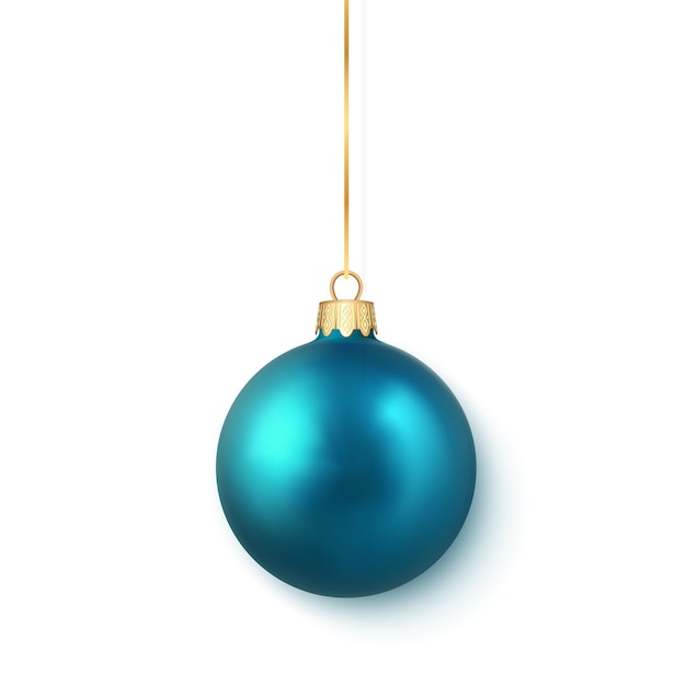 Bolas de Navidad brillantes azules brillantes. Bola de cristal de Navidad. Plantilla de decoración de vacaciones.