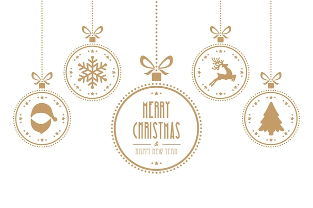 bolas de navidad colgando oro fondo aislado