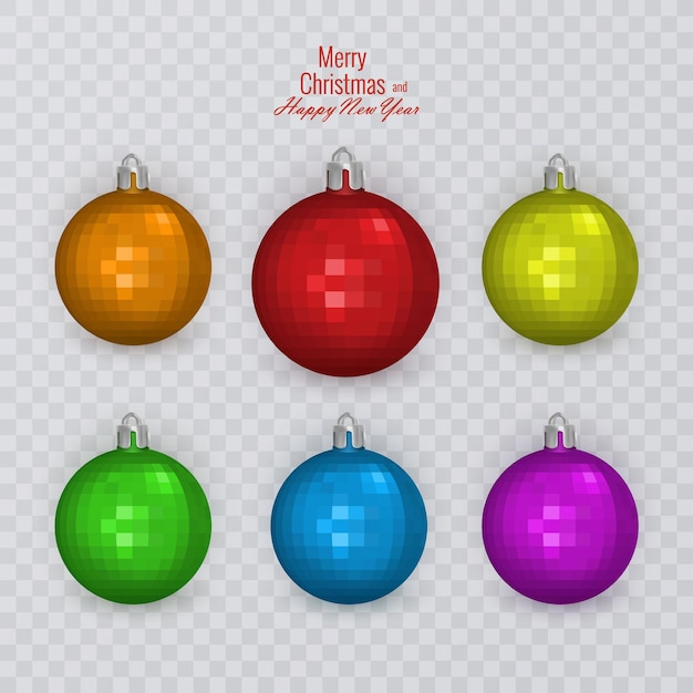 Bolas de navidad de colores sobre fondo transparente adornos navideños