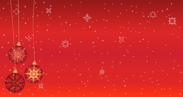 Bolas de Navidad y fondo estrellado en colores rojos con toques dorados con espacio de texto Tema de Navidad