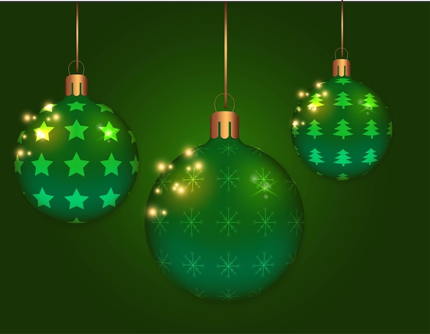 bolas de Navidad en un fondo verde juegos de bolas de navidad diseño brillante