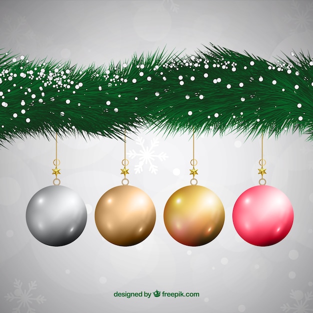 Bolas de navidad realistas colgando