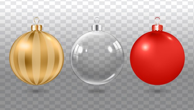 Vector bolas de navidad realistas. conjunto de decoraciones coloridas.