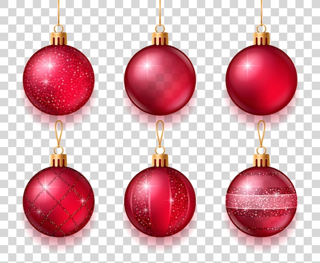 Bolas de Navidad rojas brillantes aisladas