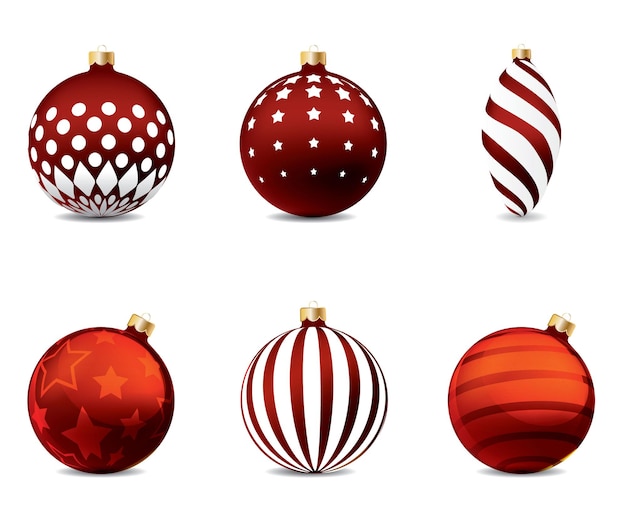 Bolas de Navidad rojas en fondo aislado