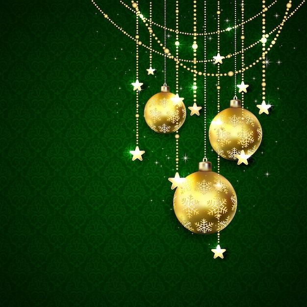 Las bolas de Navidad sobre fondo verde