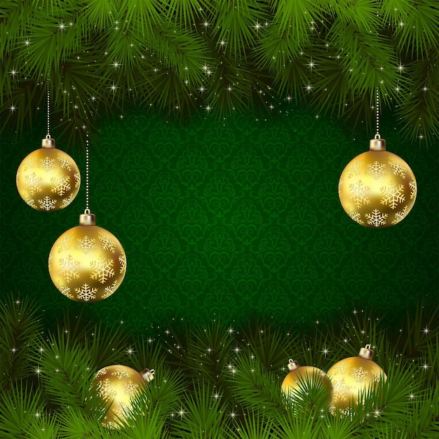 Vector bolas de navidad sobre fondo verde