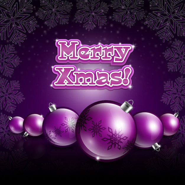 Bolas de navidad sobre fondo violeta oscuro
