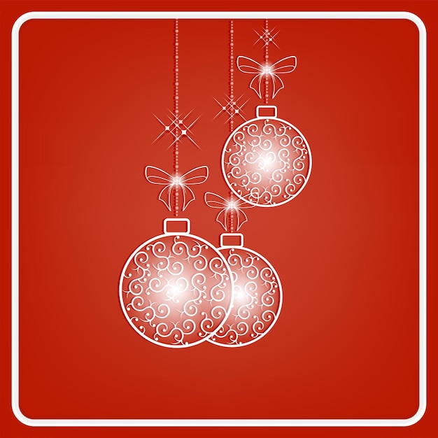 Bolas navideñas blancas redondas en estilo retro con brillo y marco