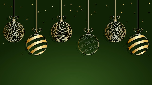 Bolas de oro para un árbol de navidad conjunto de bolas de navidad fondo de navidad