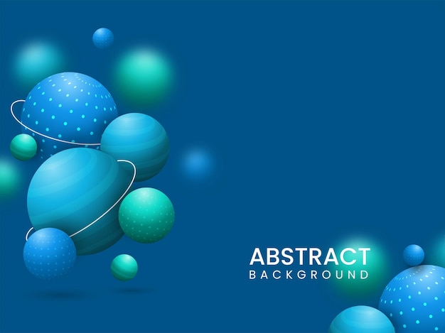 Bolas de representación 3D o esfera decorada sobre fondo azul abstracto.