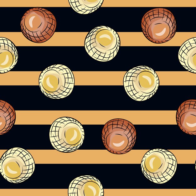 Bolas de vidrio de patrones sin fisuras Fondo de formas decorativas Textura repetida en estilo dibujado a mano para tela Papel de envolver Papel tapiz Tejido Ilustración vectorial