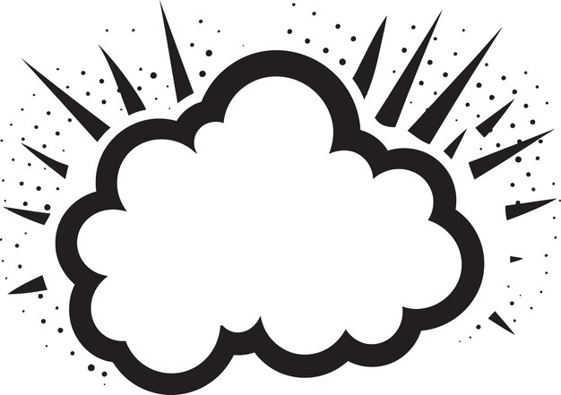 Bold Balloon Iconic PopArt Habla Nube Emblema Expresionismo cómico Retro Habla negra Icon de burbuja