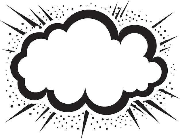 Bold Banter PopArt Habla Emblema de nube en Vector Comic Convo Retro Habla Negra Diseño de icona de burbuja