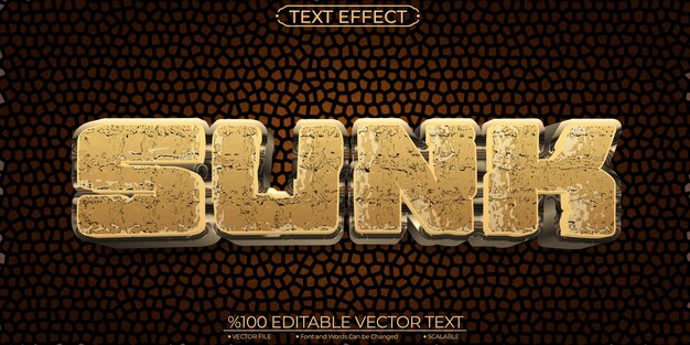 Bold Cartoon Brown Wild Sunk Efecto de texto vectorial editable y escalable