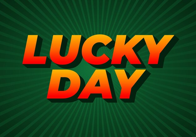 Bold Lucky Day Text with Vibrant Gradient and Green Background