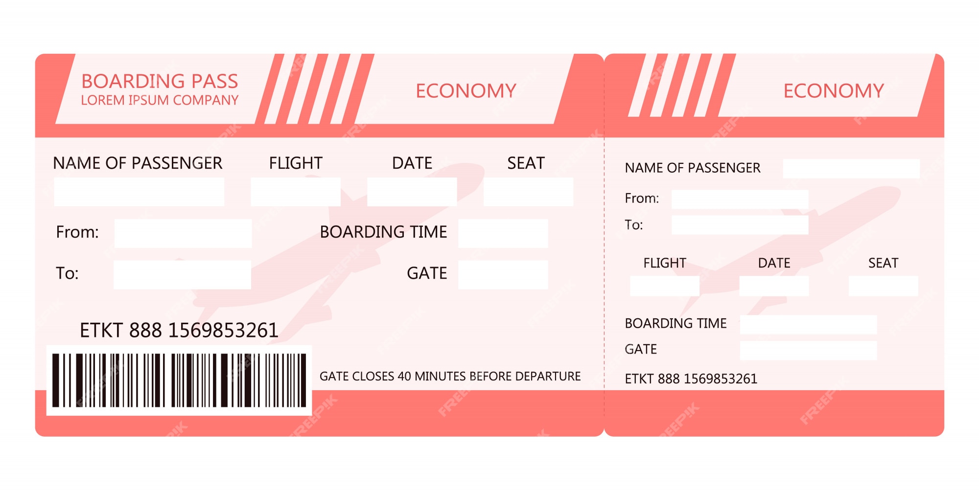 Boleto avión tarjeta de embarque para avión | Vector Premium