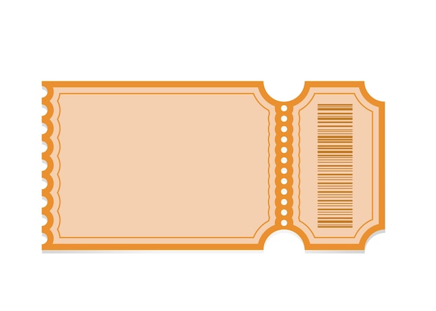 Boleto en blanco de estilo vintage con borde decorativo naranja y código de barras Perfecto para eventos de lotería