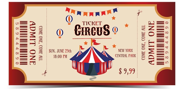Boleto de circo vintage en vector
