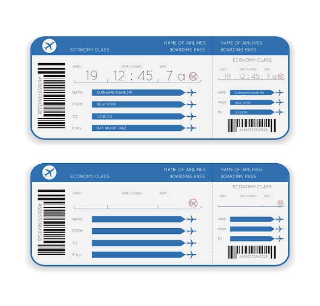 Boleto de embarque de la aerolínea aislado en blanco