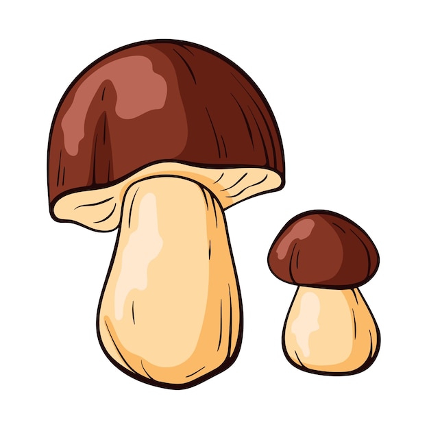 Boleto de setas en estilo de dibujos animados Dibujo de alimentos dibujados a mano Ilustración vectorial aislada