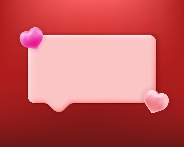 Bolha de mensaje del Día de San Valentín con corazones rosados y rojos notas de amor saludos espacio en blanco