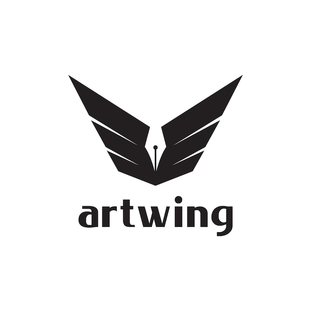 Bolígrafo de lujo con diseño de logotipo de alas símbolo gráfico vectorial icono ilustración idea creativa