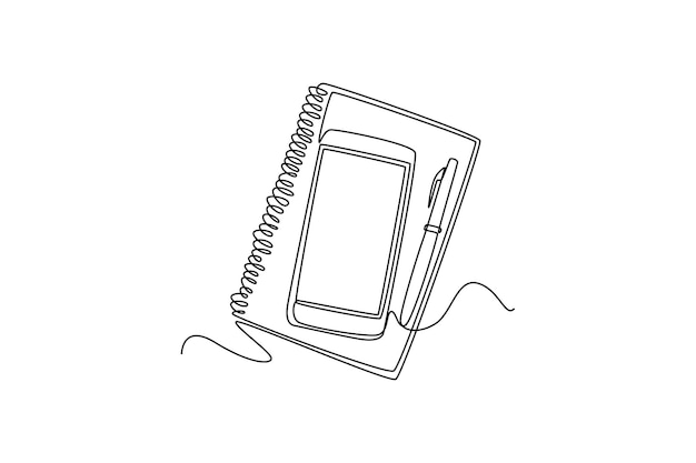 bolígrafo y portátil para negocios Tecnología en el concepto de negocios Diseño de dibujo de línea única