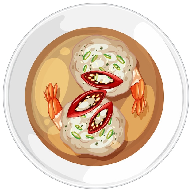 Bolitos de camarón picantes en un plato blanco