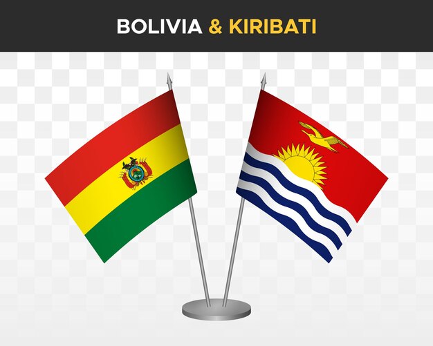 Bolivia vs kiribati escritorio banderas maqueta aislado 3d vector ilustración mesa banderas