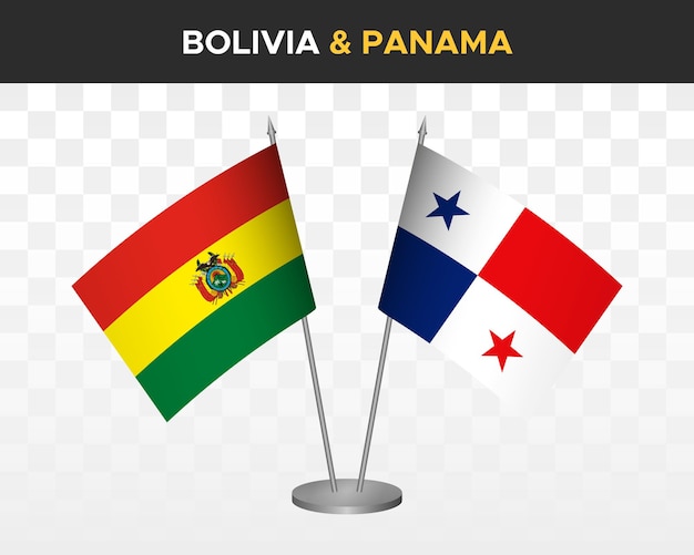 Bolivia vs panama escritorio banderas maqueta aislado 3d vector ilustración mesa banderas