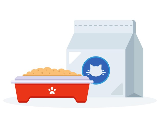 Una bolsa de arena para arena para gatos. ilustración vectorial plana