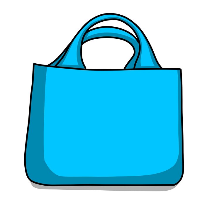 bolsa azul vectorial con mango
