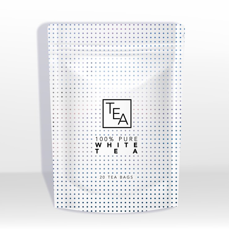 Bolsa blanca o bolsita con patrón de puntos holográficos impreso