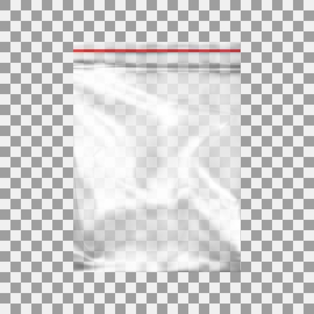 Bolsa de bolsillo de plástico transparente en blanco con Ziplock