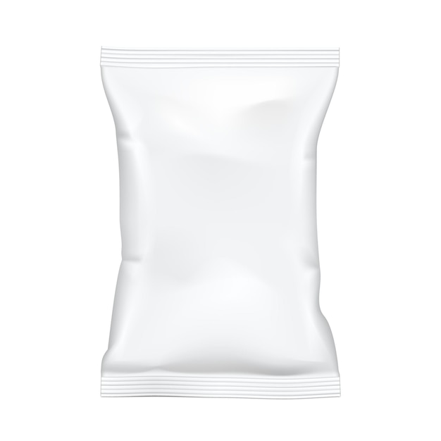 Bolsa de bolsita de bocadillos de comida blanca en blanco
