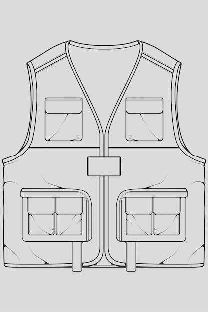 Bolsa de chaleco de pecho dibujo de contorno bolsa de chaleco de pecho vectorial en una plantilla de entrenadores de estilo boceto