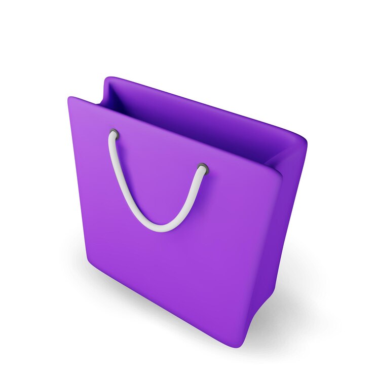 Vector bolsa de compras 3d aislada sobre un fondo blanco