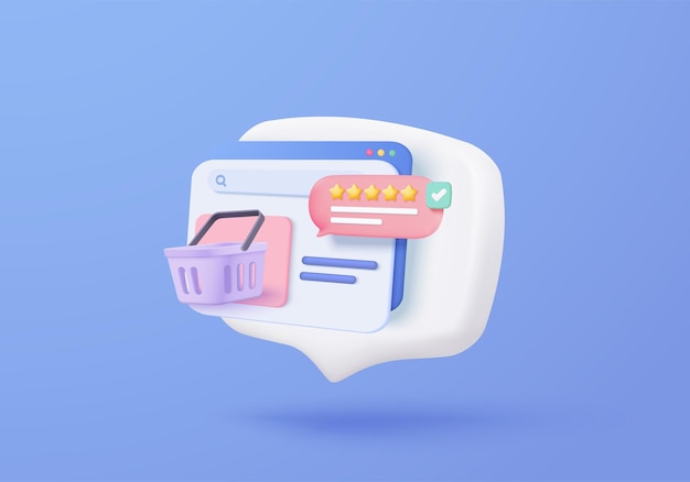 Bolsa de compras 3d para compras en línea y concepto de marketing digital Icono mínimo de cesta con sombras sobre fondo púrpura Bolsa de compras para comprar venta descuento promoción 3d vector icono ilustración