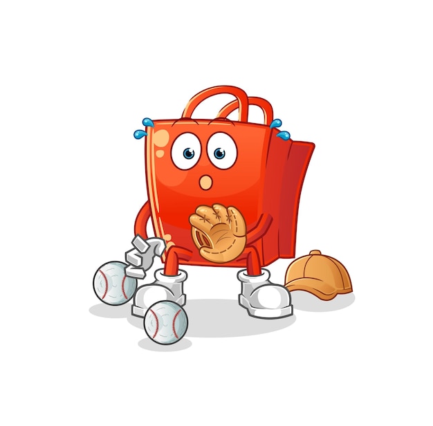 bolsa de compras baseball Catcher cartoon. vector de mascota de dibujos animados